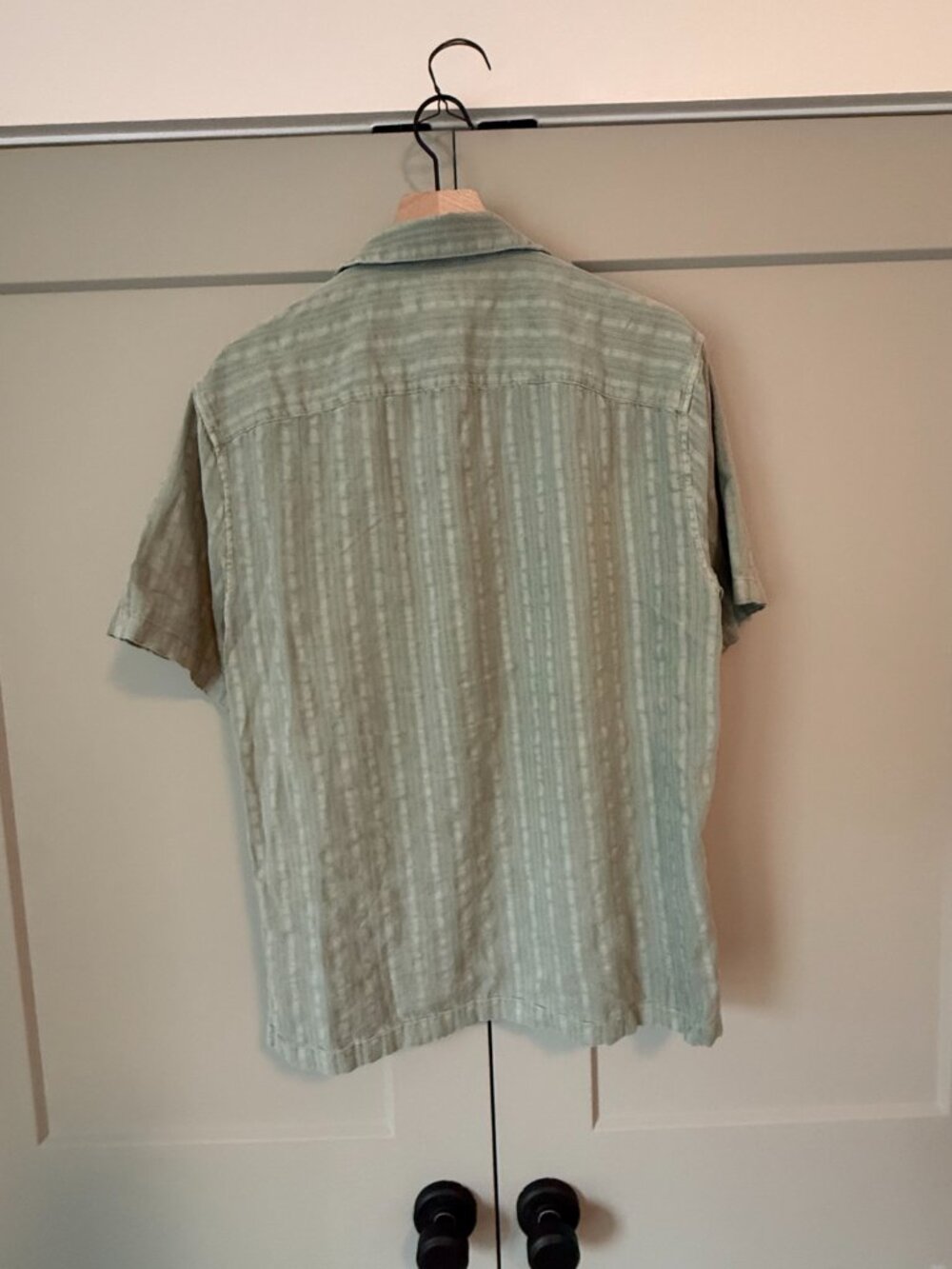 A&F Sage Green Textured Stripe Camp Shirt - Picture 3 of 3